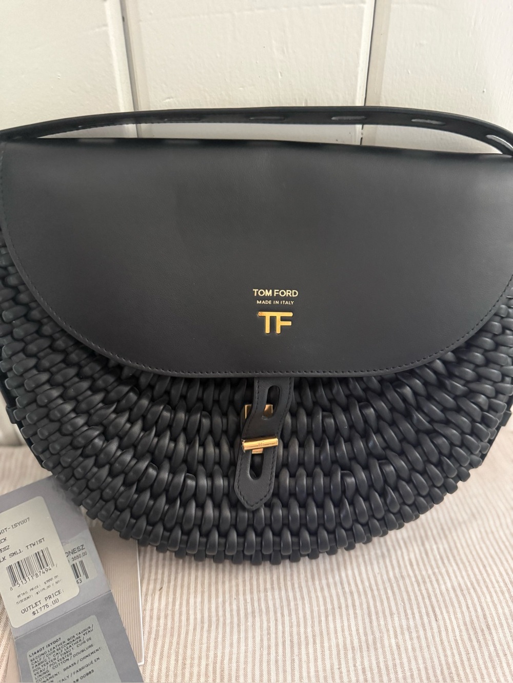 Tom Ford T Twist Black Braided Leather Crossbody Bag-